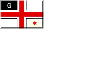 red cross with red star and g logo