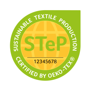 sustainable textile production step certified by oeko tex vector logo