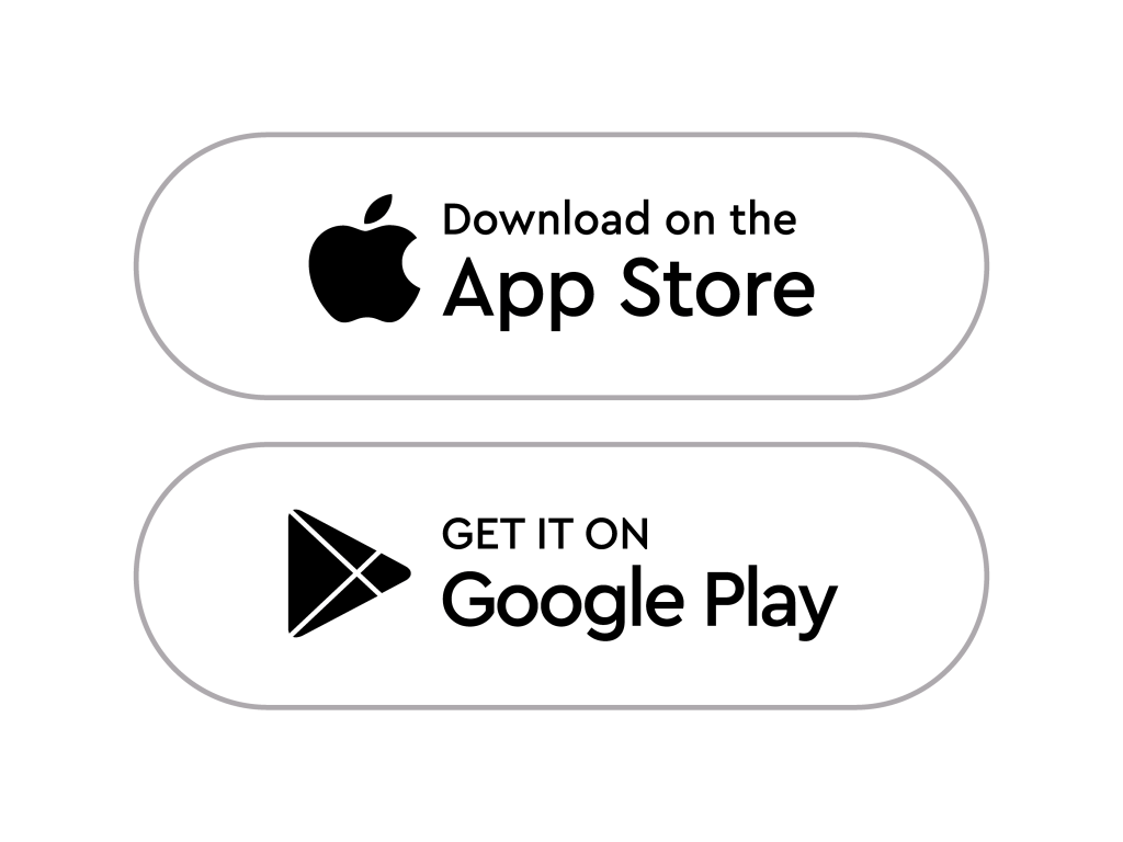 Google Play logo. AppStore badge. Download on the Apple App Store