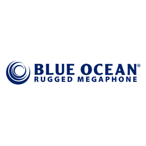 blue ocean rugged megaphone logo vector
