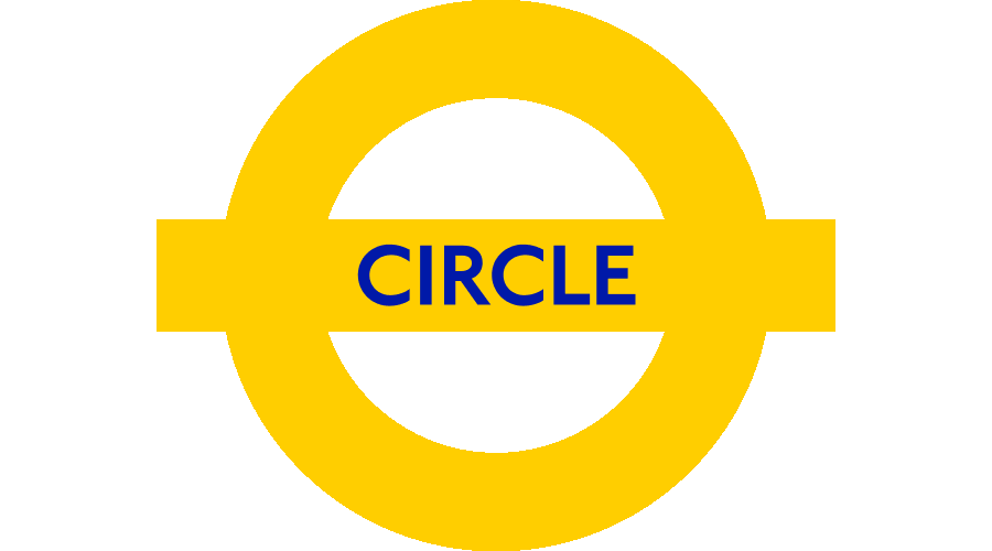 Circle Line Roundel With Text Orange