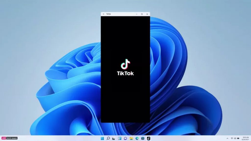 Windows running the Tiktok Android app