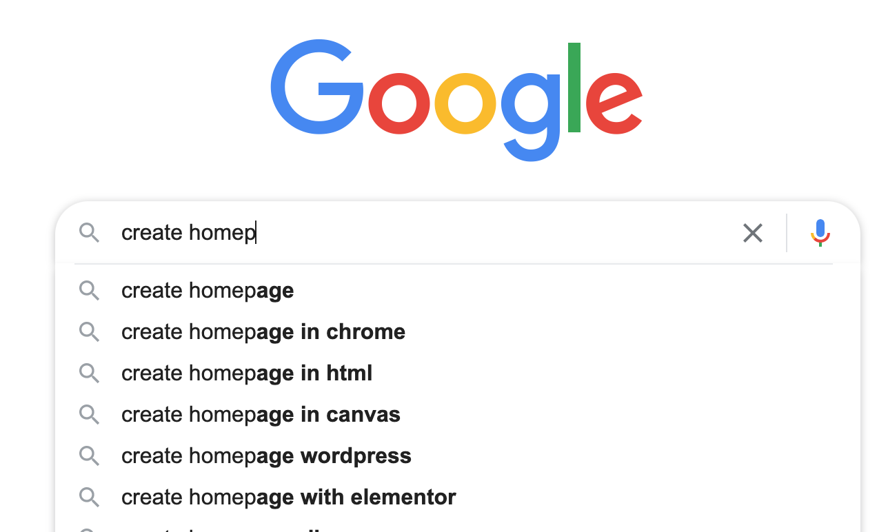 Google Homepage Autocomplete Screenshot