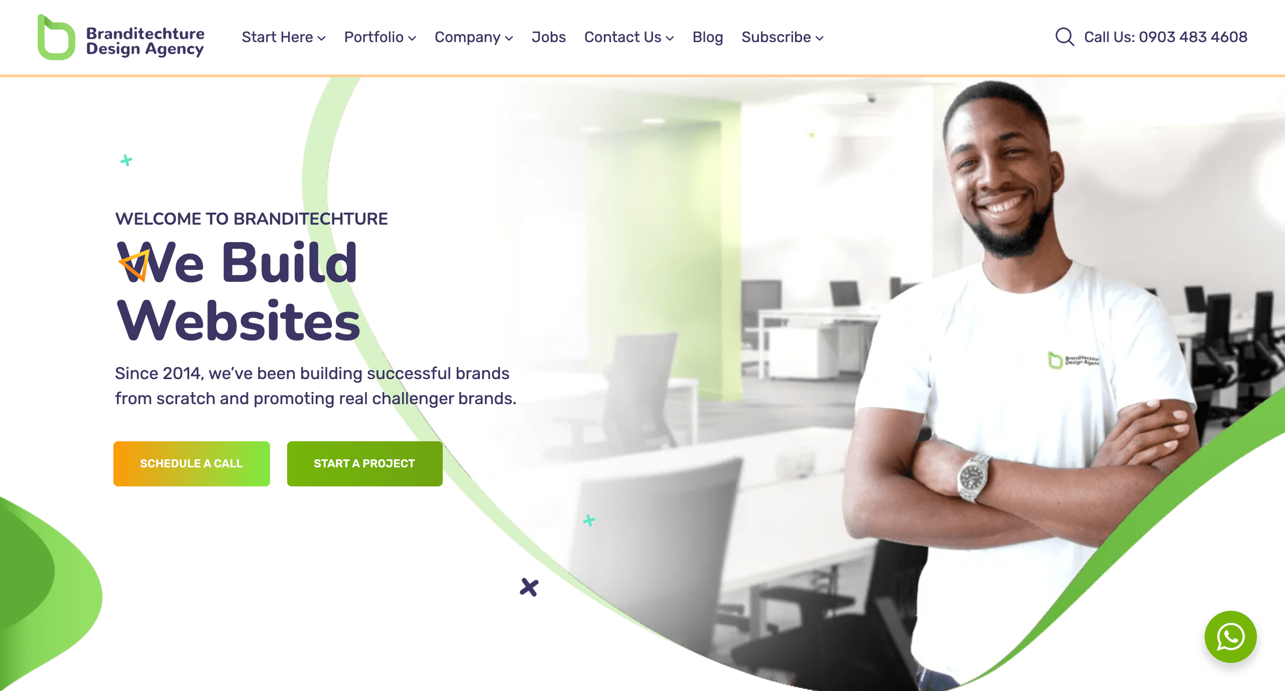 Homepage of Branditechture Design Agency min