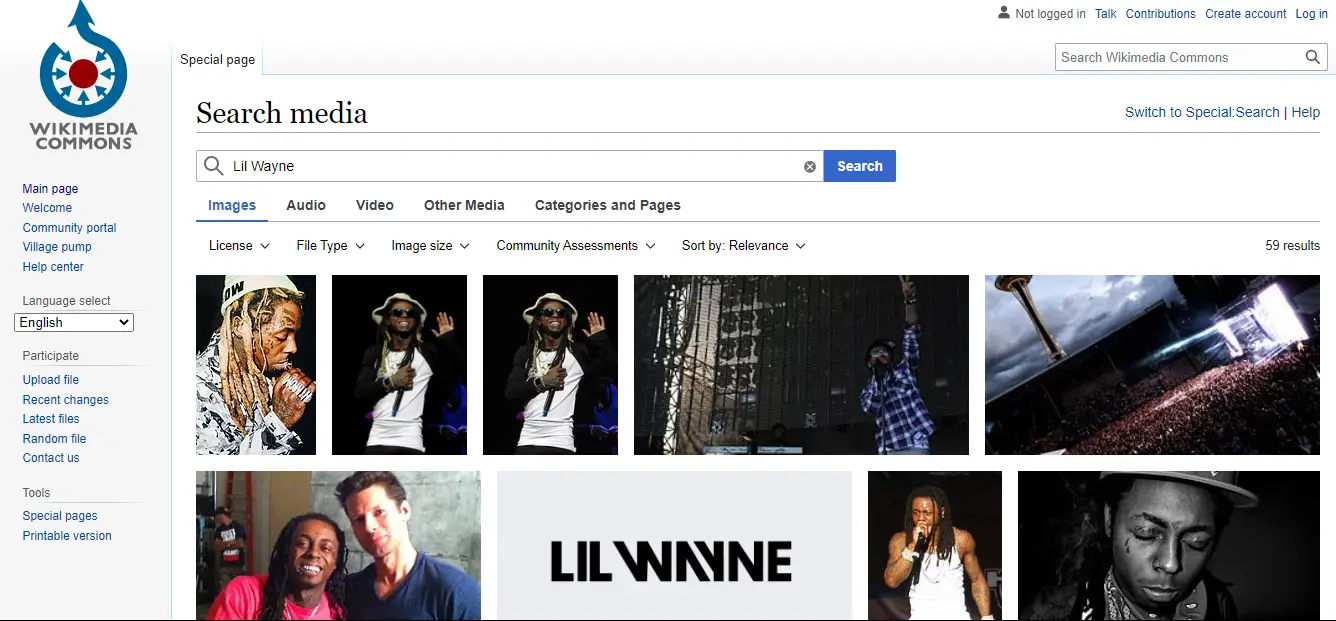 Wikimedia Commons search results for Lil Wayne