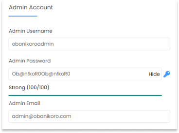 Admin Username & Password 
